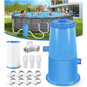 DeeprClean 1000 GPH Pool Filter Pump for Above Ground Pools, Type A/C Cartridge Filter Pump System, Safety ETL Listed Above Ground Pool Pump with GFCI, Improved Water Circulation & Filtration -Cyan