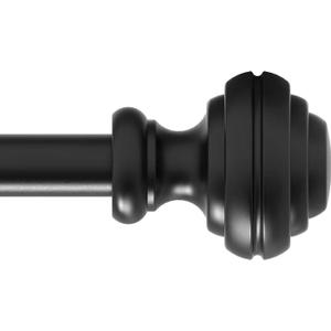 Curtain Rods for Windows 16-116 inch,3/4 inch Heavy Duty Adjustable Decorative Curtain Rod with Modern Finials,Window Rods for Bedroom, Living Room,Patio and Kitchen (Black)