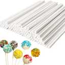 100 Pcs 6-Inch White Lollipop Sticks,Lollipop Paper Treat Stick,Paper Sucker Sticks for Cupcake Toppers,Homemade Candy,Chocolate,Dessert(Dia 3.5mm)