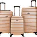 Rockland Melbourne Hardside 3 Piece Expandable Spinner Wheel Luggage Set, (20"/24"/28"), Champagne