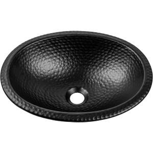 Monarch Abode Bathroom Sink 17-Inch Oval Drop In Bathroom Sink, Top Mount Hand Hammered Matte Black Vanity Sinks for Countertop, Powder Room, Guest Bath or Restroom, Drop in Sinks for Bathrooms