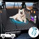 Dog Back Seat Extender for Truck, Hard Bottom Dog Car Seat Cover-Strong Support Waterproof Scratch-Proof Pet Hammock for Full Size F150/RAM1500/Silverado Crew Cab Pickup, Black (For Truck/Large SUV)