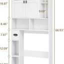 Vabches Over The Toilet Storage Cabinet, Bathroom Shelf Over Toilet with Glass Doors and Adjustable Shelves, White Freestanding Home Space Save Toilet Rack for Restroom, Bathroom, Laundry, W31.69''