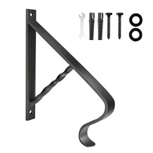 Hand Rails for Outdoor Steps, Wall Mount Stair Hand Fits 1 or 2 Step, Handrail Railings, Wrought Iron Railing, Porch Railing, Staircase Handrails for Garage, Porch, Deck, Black