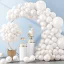 RUBFAC 129pcs Pearl White Balloons Different Sizes 18 12 10 5 Inch for Garland Arch Kit, Latex Balloon for Wedding Engagement Anniversary Bridal Baby Shower Birthday Party Decoration