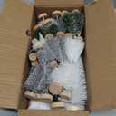 Set of 35PCS Mini Christmas Tree, Christmas Pine Cones, 2oz Fake Snow Powder, Mixed Christmas Decoration, Xmas Village Displays Winter DIY Crafts (Green-Silver-White)