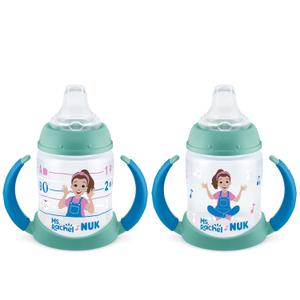 NUK Learner Cup, Ms. Rachel, 5 oz, 6+ Months, 2 Pack  Soft Spout, Easy-Grip Handles, BPA Free, Spill Proof Transition Sippy Cup