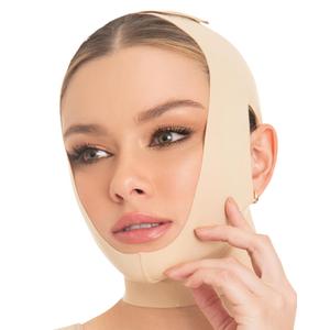 M&D Face Slimming Chin Strap Lipo Compression Garment Mentonera Postquirrgica Facial Beige L