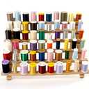 Dritz Wooden Thread Rack – Holds 60 Spools – Wall-Mount or Free-Standing with Pull-Out Legs – Wood Organizer for Sewing, Quilting, & Hair Braiding