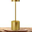 LED Cordless Table Lamps, Portable Rechargeable Battery Operated Lamp, Modern Metal 2 Level Dimmable Indoor and Outdoor Cordless Lamp, Desk Lamp for/Restaurant/Bar/Cafe/Bedroom. (Gold)