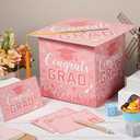 2 x Yisong Graduation Card Box 2026 with 30 Advice Wishes Cards Congrats Grad Cap Box with Real Tassel for Class of 2026 Graduation Party Decorations(Pink)