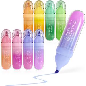 Four Candies 8 Pcs Highlighters Assorted Colors, Cute Pastel Highlighter Set, Quick-Dry, Soft Chisel Tip, No Bleed Highlighter, Aesthetic Highlighters for Christmas