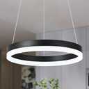 Mccokaige 12" Black Led Ring Chandelier Ring Modern Led Chandelier Modern Pendant Lights Adjustable Height Light Contemporary Light Fixture for Kitchen Island Bedroom Kitchen Island Dining Room
