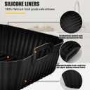 Upgraded Air Fryer Silicone Liners for Ninja Crispi FN101GY/FN101SG/FN101ST,Non-Stick Reusable Ninja Glass Air Fryer Accessories,Big Liner for 4 QT Container & Small Liner for 6 Cup Container, Black