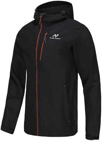NORDIC OUTLAND Mens Lightweight Hooded Waterproof Rain Jacket Breathable Raincoat Shell for Outdoor Mountain Hiking Size S