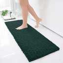 Arotive Luxury Chenille Bathroom Rug Mat, Extra Soft Thick Absorbent Shaggy Bath Rugs, Non-Slip Machine Wash Dry, Plush Bath Mats for Bathroom, Shower and Tub, 47x17, Dark Green (47" x 17")