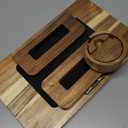 3 in 1 Acacia Wood Couch Arm Tray,Couch Tray with Cup Holder and Phone Holder,Folding Sofa Armrest Trays Clip-On Sofas Desk for Drinks,Snacks,Phone,Remote Control