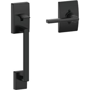 Schlage FE285 CEN 622 LAT CEN Century Front Entry Handle set with Latitude Lever, Lower Half Grip, Matte Black (Century Interior Trim)