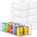 Plastic Food Storage 8 Pack Clear Container Bin with Handles for Organizing Kitchen, Pantry, Refrigerator, Freezer, Pantry, Cabinet, Closet, Bathroom. 16x8x5