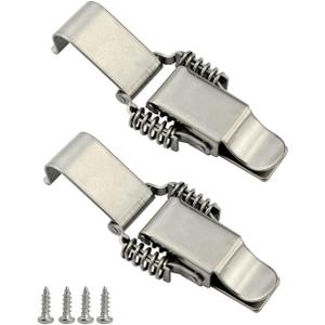 NRC&XRC Stainless Steel All in one Double Spring Locking Latch hasps Chest Toggle Catch Clasp Furniture Hardware Accessories w/Screws (2, S)