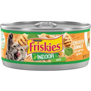 Purina Friskies Indoor Cat Food Pate Chicken Dinner With Garden Greens - (Pack of 24) 5.5 Oz. Cans, BB Date 02/2026