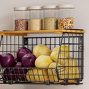 Wire Fruit Basket for Kitchen Storage: Hanging and Counter Basket for Vegetable Produce - Potato and Onion Storage for Pantry, 1 Pack