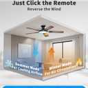 TCL 52" Low Profile Ceiling Fan with Light, Slim, Black, Flush Mount, DC Reversible Motor, 6 Speeds, Remote Control, Noiseless, Dimmable, LED Light, 3CCT, Modern Matte Black Ceiling Fan for Bedroom