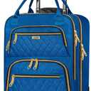 Underseat Carry On Luggage with Wheels, Stylish Lightweight Under Seat Luggage, Personal Item Suitcase with telescoping handles for Men Women, Pilots and Crew, Blue, One Size