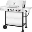 Royal Gourmet GA5401T 5-Burner BBQ Liquid Propane Gas Grill with Side Burner, Stainless Steel 61,000 BTU Output for Patio Garden Picnic Backyard Cooking, Silver