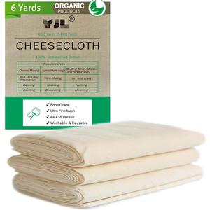 YJL Cheesecloth for Straining, 54 Sq Feet, 100% Organic Cotton Unbleached Cheese cloth, Ultra Fine Reusable Cheese cloths | 6 Yards Straining Cloth for Cooking | Straining | Canning | Steaming