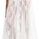 WDIRARA Women's Sexy See Through Sheer Lace Maxi Skirt Low Waist Ruffle Hem A Line Flowy Skirt (White), S