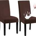 Waterproof Dining Chair Cover,Spandex Fabric Fit Stretch Chair Slipcover,Removable Washable Jacquard Parsons Chair Covers (Coffe,Set of 2)