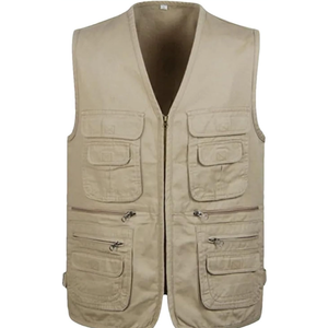 Men Hiking Fishing Vest Multi-Pocket Photographer Waistcoat Outdoor Leisure Thin Cargo Jacket Vests, 4 XL