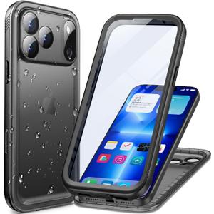 Cozycase TOP Waterproof Case for iPhone 17 Pro Max - Military Heavy Duty 360 Shockproof Full Body with Screen Camera Protector Double IP68 Water Dust Drop Proof Hard Rugged 17PM Front Back Slim Cover (Frosted Black)