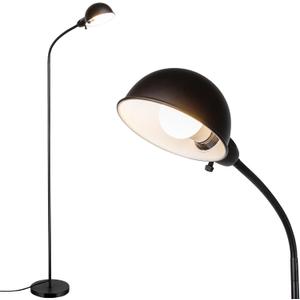 Dimmable Floor Lamp with Flexible Gooseneck and Rotatable Shade, Modern Style Standing Tall Lamp, E26 Socket, LED Reading Lamp (Black)