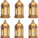 Hying 6 Pieces Ramadan Lanterns Decoration 5.2" Height Size Hanging Lamp Eid Mubarak Flameless Candle Lanterns Ramadan Eid-ul-fitr Gift Lamp for Home Tabletop Decor-Golden