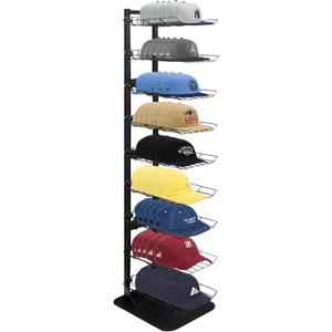 Hat Display 9 Tier, Hat Rack Stand Up to 70 Caps, Metal Hat Stands for Multiple Hats, Commercial Retail Hats Display, Black