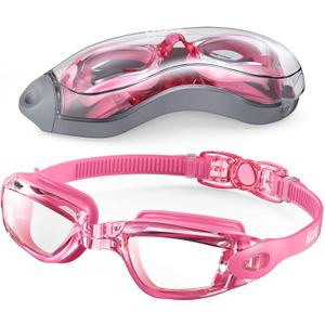 Aegend Swim Goggles, Swimming Goggles No Leaking Full Protection Adult Men Women Youth (Rose Red)