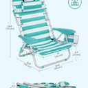 SONGMICS Portable Backpack Beach Chair, 331 lb Capacity, 4 Angles Adjustable Backrest, 2 Side Pockets, Towel Bar, Green and White UGCB62JW