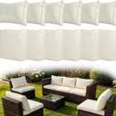 12 Pcs Patio Cushion Covers, Outdoor Rattan Sectional Sofa Cushion Covers, Replacement Washable & Reusable Furniture Protector for Patio Couch (12Pcs-Beige, 24 * 24 * 3.15-inch)