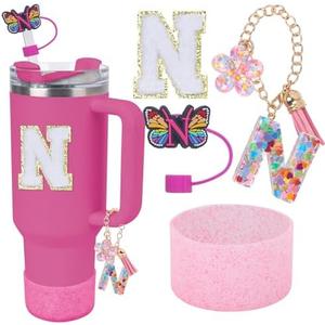 LA KEN DU Use for Stanley Cup Accessories Charms 40oz 30oz,Compatible with Stanley Cup Letter Charms for Handle Silicone Boot,Straw Cover Topper & Sticker Pack of 3