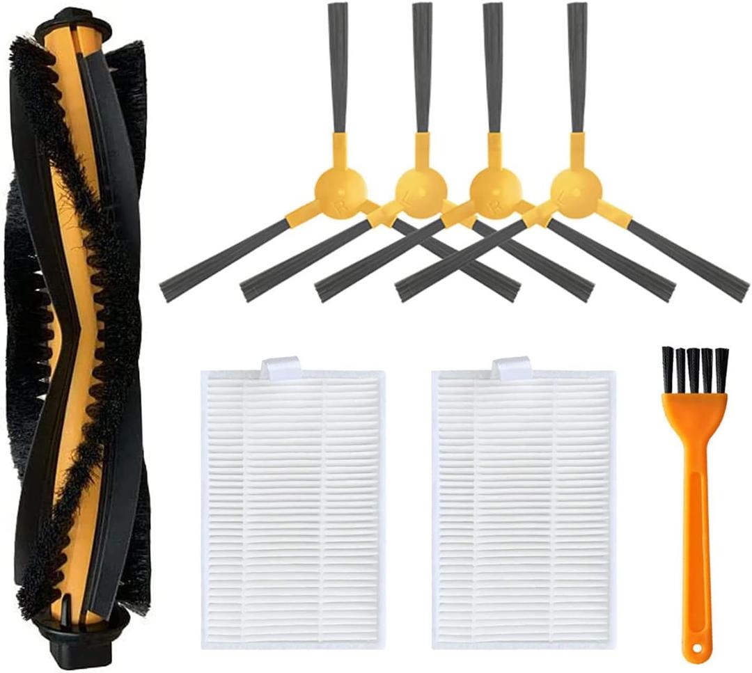 Replacement Parts for iHome AutoVac Eclipse/Eclipse G Robot Vacuum Spare Accessories, 1 Main Roller Brush,4 Side Brushes, 2 Hepa Filters