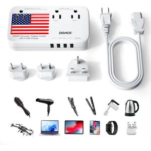 Upgraded 2200W 220V to 110V Converter for European Travel, Voltage Converter US to Europe for Hair Dryer Straightener Curling Iron, 2300W Power Adapter with USB for Laptop Tablet Camera Cell Phone (White)