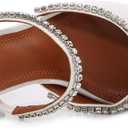 Vertundy Women's Mule Heels Rhinestones Strappy Stiletto Slide Pumps Slip On Sexy High Heels Sandals Closed Pointed Toe Backless Dressy Wedding Party Summer Shoes (6, White)