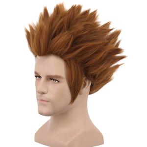 yuehong Short Orange Spiky Wig Anime Cosplay Brown Wig for Men Heat Resistant Synthetic Fibers Soft Durable Breathable Costume Hair