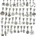 RUBYCA Tibetan Silver Color Connectors Bails Beads with Pendant fit Charm Bracelet Mix Styles (120 PCS)