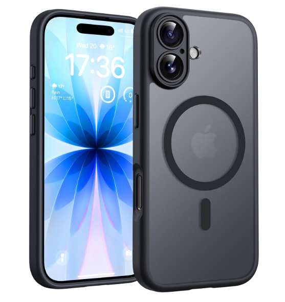 TOCOL for iPhone 17 Case, Compatible with Magsafe, Full Camera Protection, Builtin Magnetic Ring, Drop Protection, Translucent Matte Phone Case for iPhone 17 6.3 inch (Black)