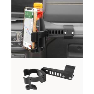 Savadicar 2-in-1 Phone Mount & Drink Holder for 2024+ Jeep Wrangler (JL) & Gladiator (JT) - Effortlessly Store Your Cellphone and Beverage, Interior Accessories, Black