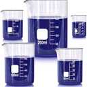 Glass Beakers Set, 5 Sizes - 10ml, 25ml, 50ml, 100ml, 250ml, 3.3 Borosilicate Beaker for Laboratories, Classrooms or Home, Griffin Low Form Lab Beakers