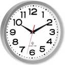 Roymnie Atomic Wall Clock 10 Inch, Modern Clock Battery Operated Classic Analog Decorative for Kitchen, Living Room, Office, Bedroom, Bathroom (Silver)